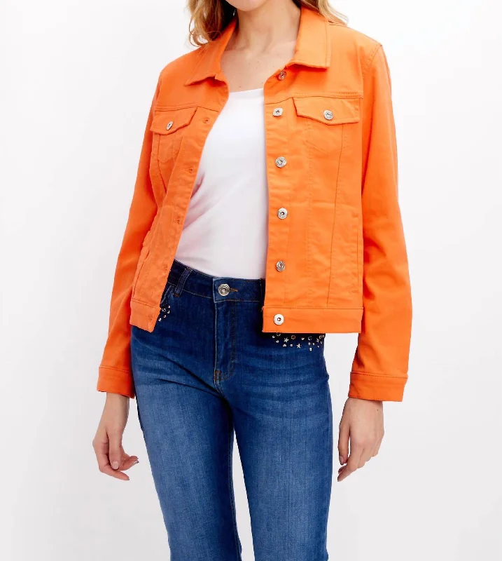 Women's Outerwear Attire Casual Everyday Buttoned Jacket In Orange