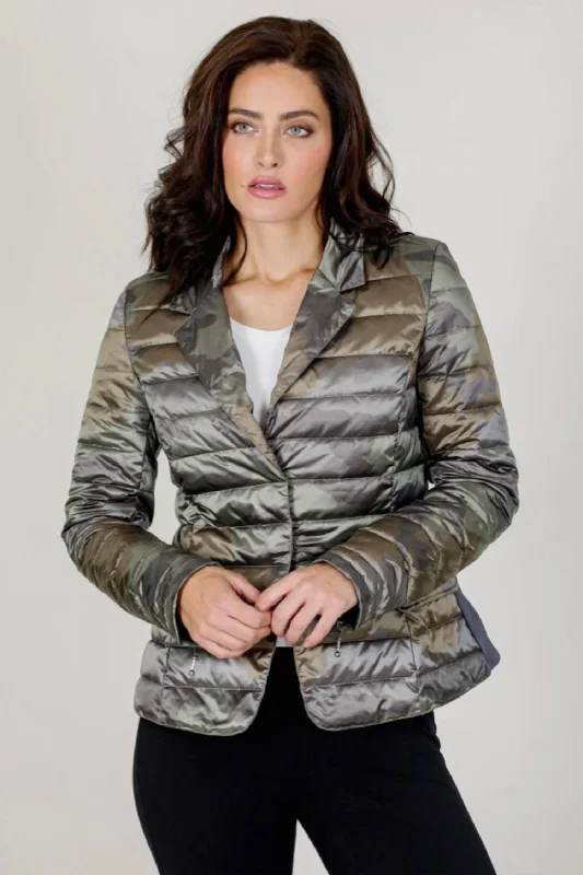 Women's Activewear Garments Down Blazer Jacket In Camo Printed