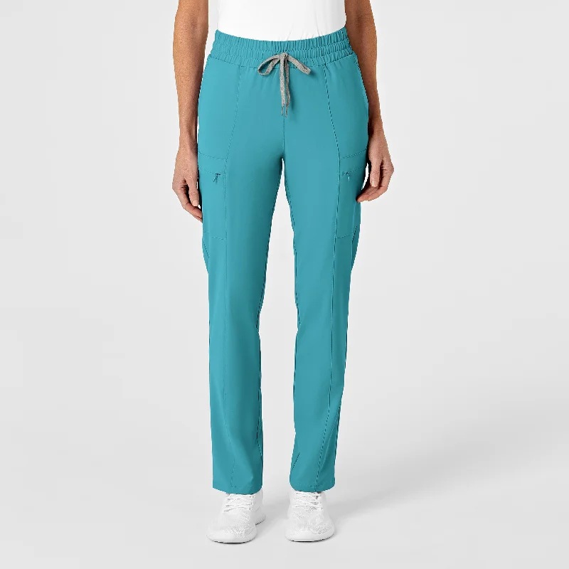 Free Spirited Fashion RENEW Women's High Waist Slim Leg Scrub Pant - Teal Blue