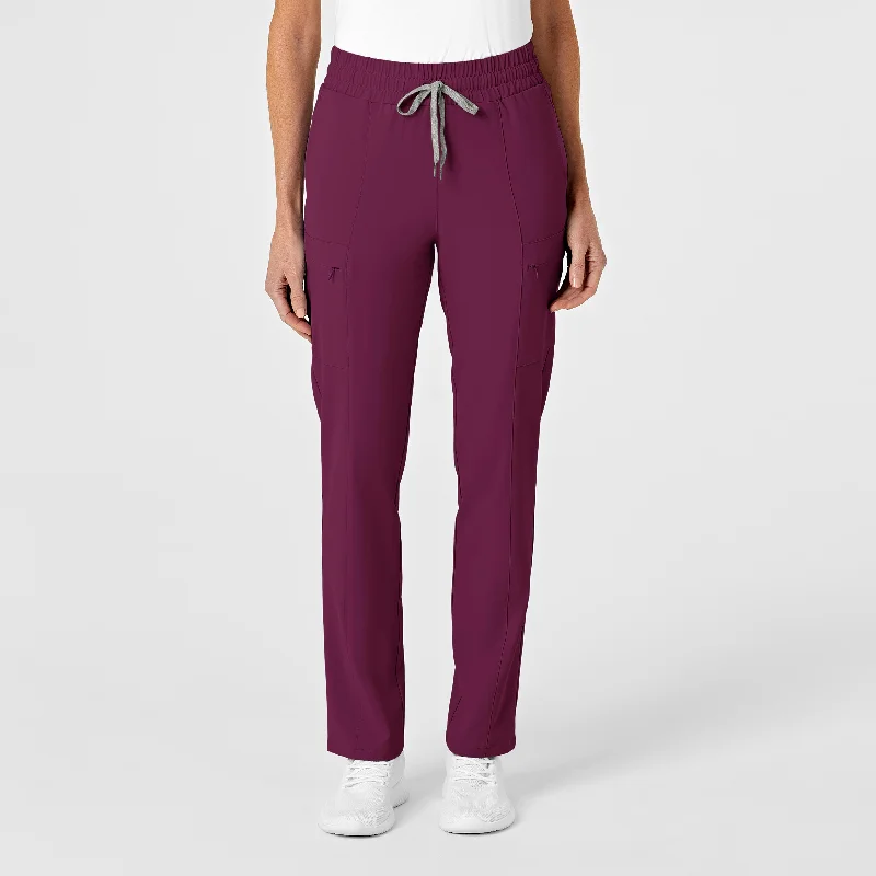 Trendy Street Style Clothing RENEW Women's High Waist Slim Leg Scrub Pant - Wine